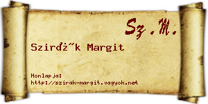 Szirák Margit névjegykártya